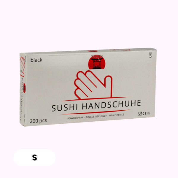 Takori TPE Sushi Gloves S, Black, 200 Count